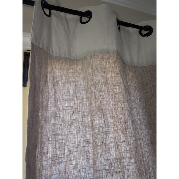 POTTERY BARN Classic Belgian Flax Linen Curtain Panel Tan Grommet 1  50 x  84 - Picture 4 of 10